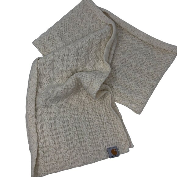 Carhartt Scarf Winter Cream Chevron Knit Tonal Fisherman Soft Warm Cozy Chunky - Picture 1 of 2